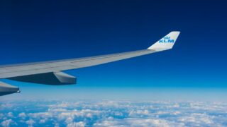 photo of white and blue klm plane