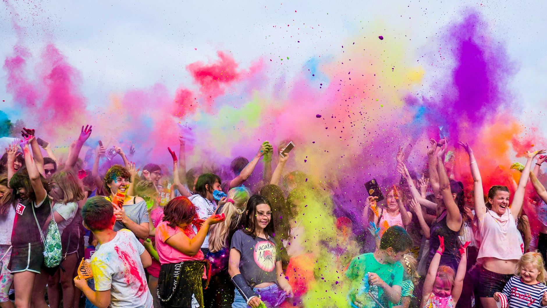 group of people having neon party