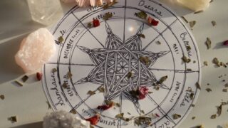 flower and crystals by wheel of year