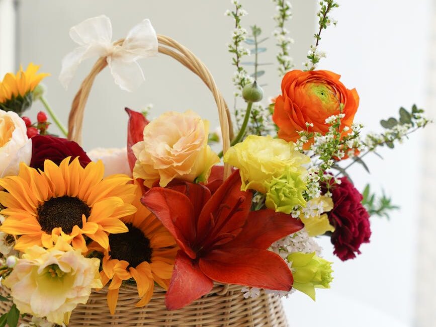 flowers in a basket